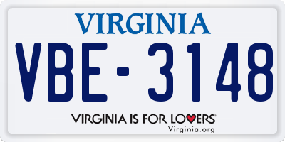 VA license plate VBE3148