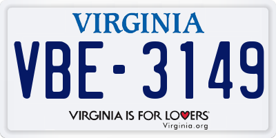 VA license plate VBE3149