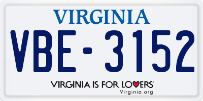VA license plate VBE3152