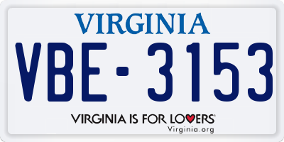VA license plate VBE3153