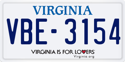 VA license plate VBE3154