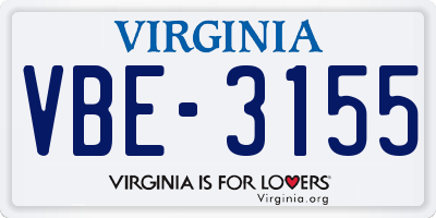 VA license plate VBE3155