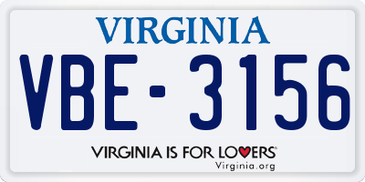 VA license plate VBE3156