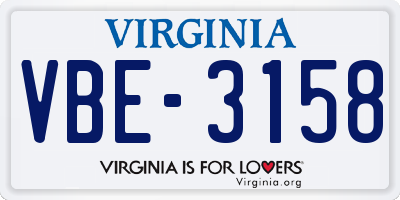 VA license plate VBE3158