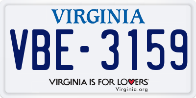 VA license plate VBE3159