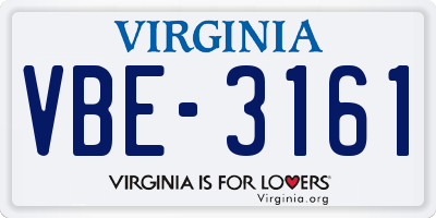 VA license plate VBE3161