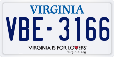 VA license plate VBE3166