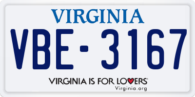 VA license plate VBE3167
