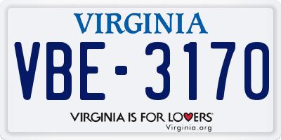 VA license plate VBE3170