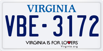 VA license plate VBE3172