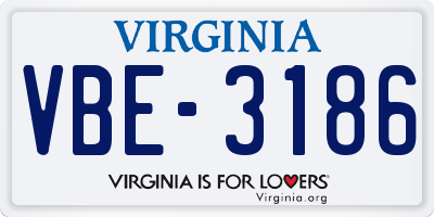 VA license plate VBE3186