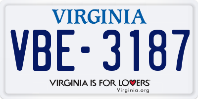 VA license plate VBE3187