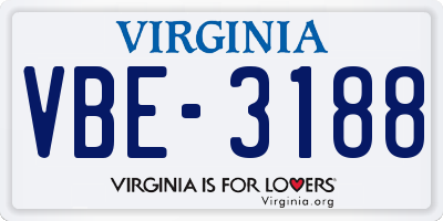 VA license plate VBE3188