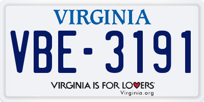 VA license plate VBE3191