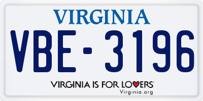 VA license plate VBE3196