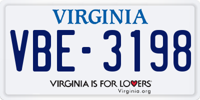 VA license plate VBE3198