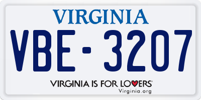 VA license plate VBE3207