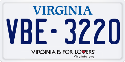 VA license plate VBE3220
