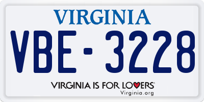 VA license plate VBE3228