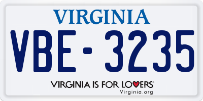VA license plate VBE3235