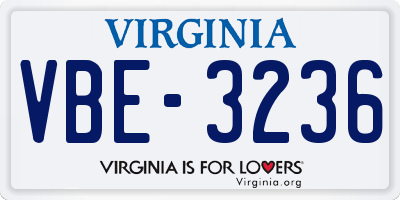 VA license plate VBE3236