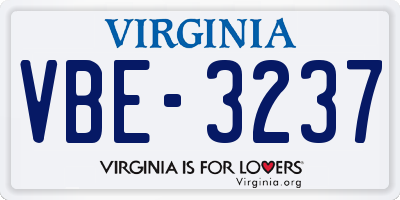 VA license plate VBE3237