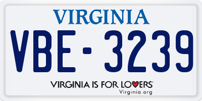 VA license plate VBE3239