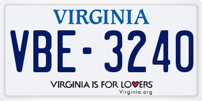 VA license plate VBE3240