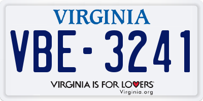 VA license plate VBE3241