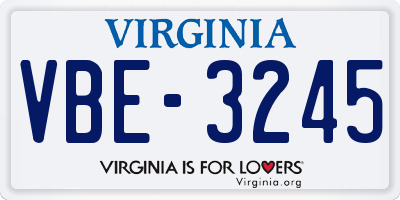 VA license plate VBE3245