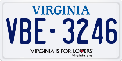 VA license plate VBE3246