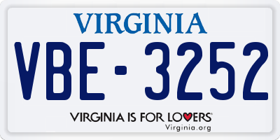 VA license plate VBE3252