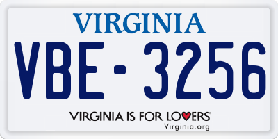 VA license plate VBE3256