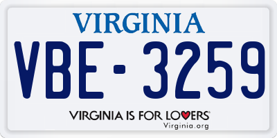 VA license plate VBE3259