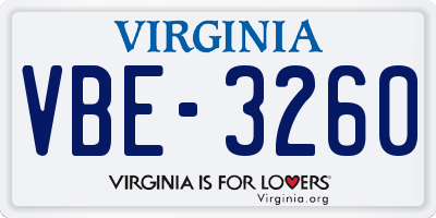 VA license plate VBE3260