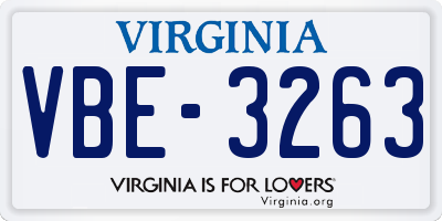 VA license plate VBE3263