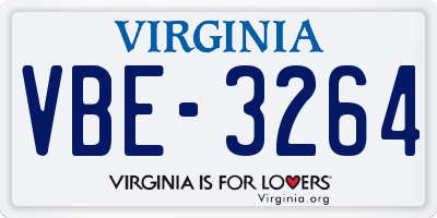 VA license plate VBE3264