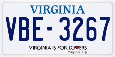 VA license plate VBE3267