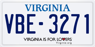 VA license plate VBE3271