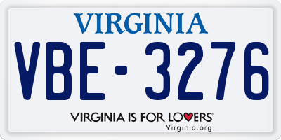 VA license plate VBE3276