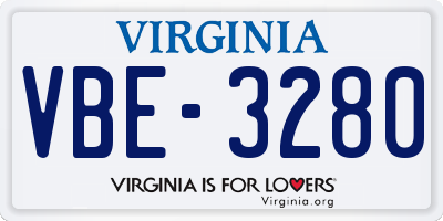VA license plate VBE3280