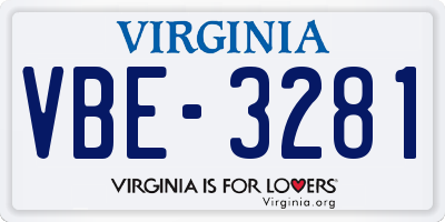 VA license plate VBE3281