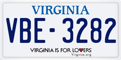 VA license plate VBE3282