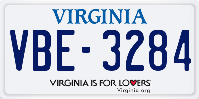 VA license plate VBE3284