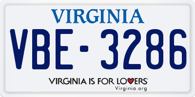 VA license plate VBE3286