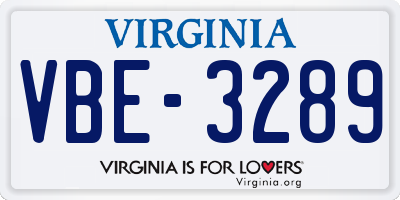 VA license plate VBE3289