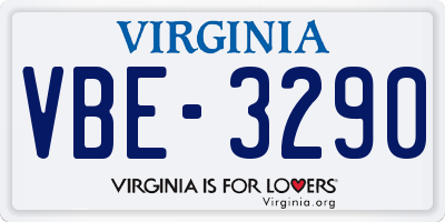 VA license plate VBE3290