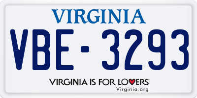VA license plate VBE3293