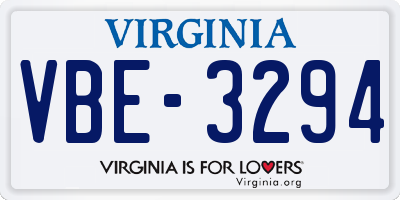 VA license plate VBE3294