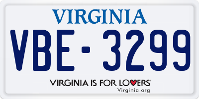VA license plate VBE3299